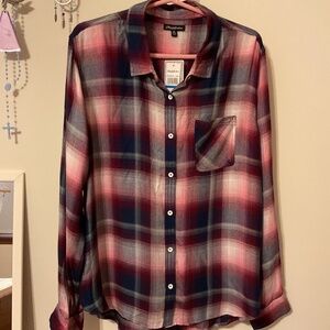 FLAG AND ANTHEM WOMEN'S SUMMER FLANNEL BLUE/PINK SIZE XL